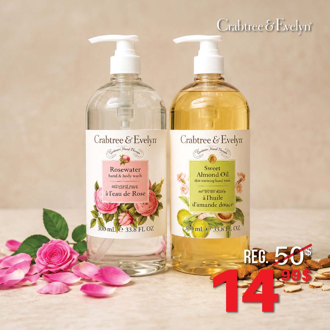 Nettoyants pour les mains et le corps Rosewater et Sweet Almond Oil