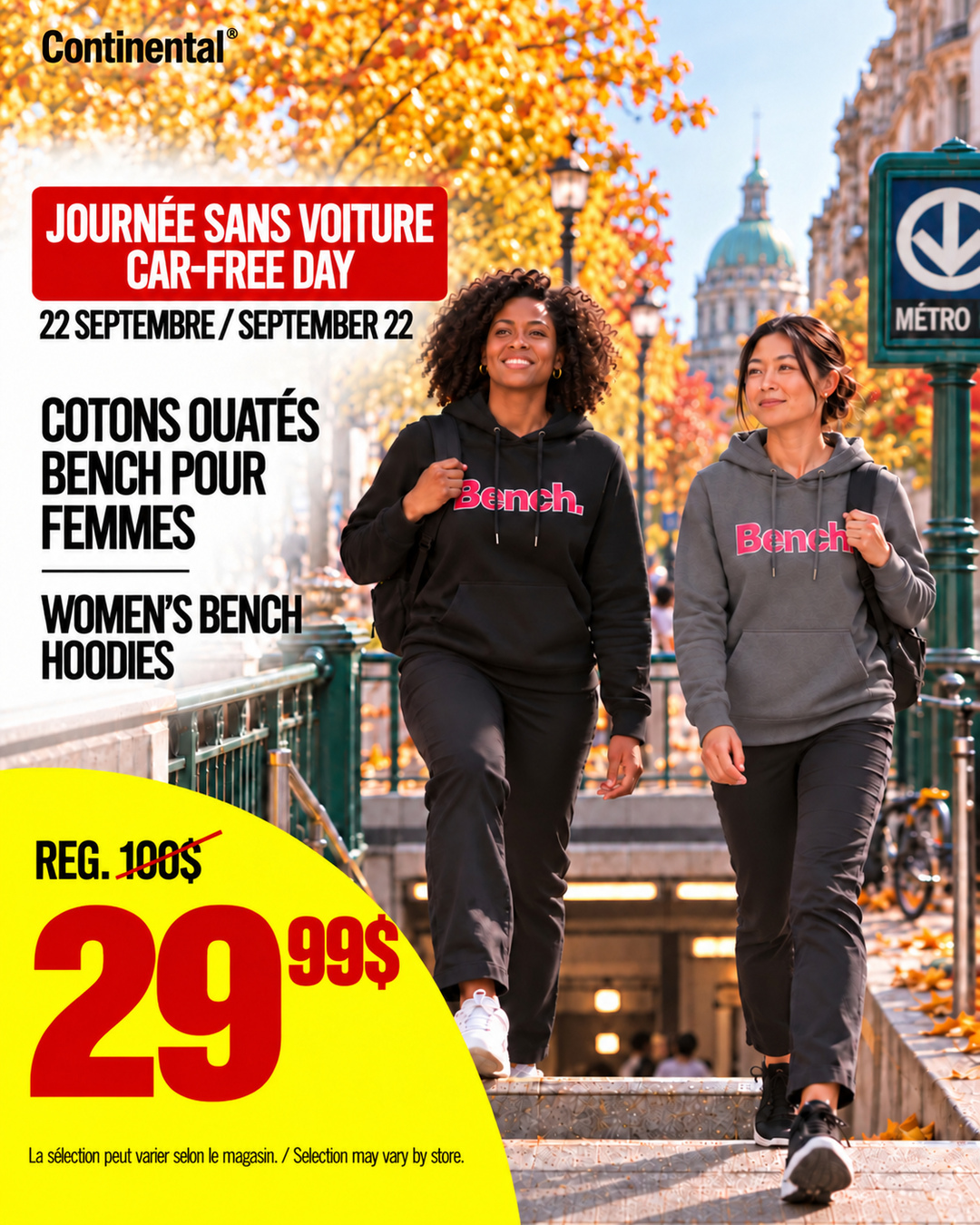 Carrusel oficial de Continental para el Día sin Auto con sudaderas Bench para mujer a 29,99 $, precio regular 100 $