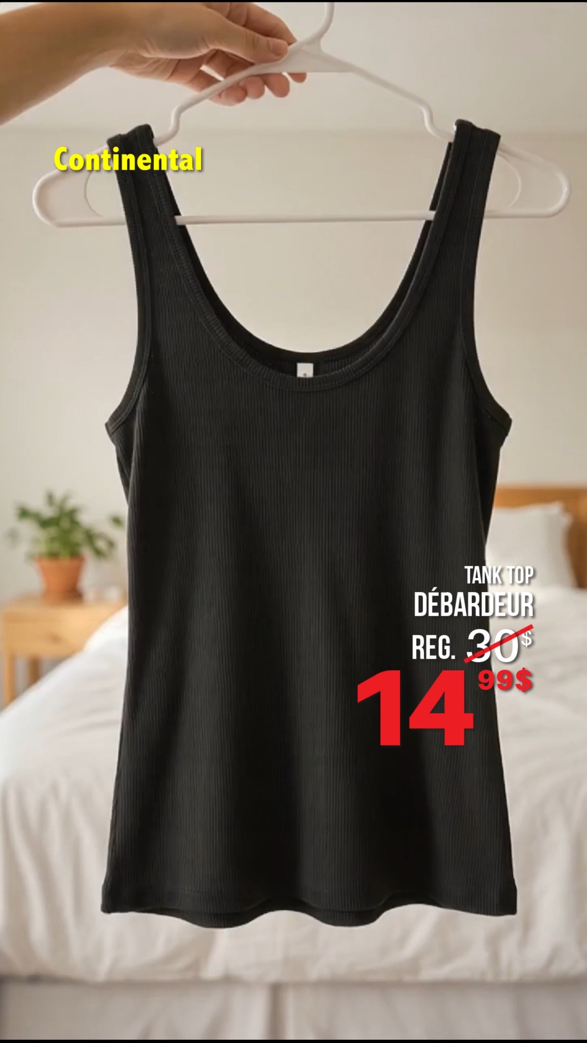 Official Instagram Reel image featuring a Continental women's tank top for $14.99 instead of $30